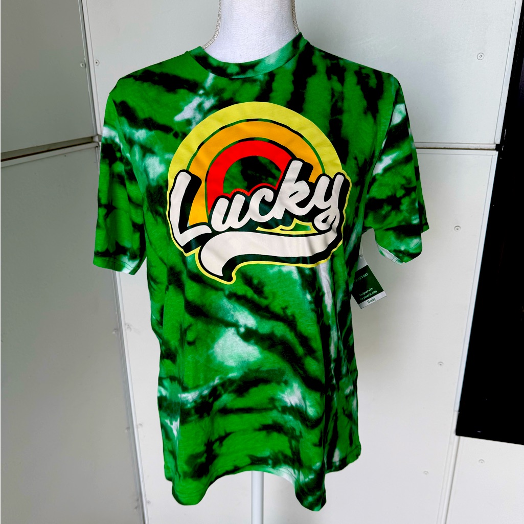Green Tie-Dye T-Shirt With Lucky Logo Saint Patrick’s Day (Read Description)